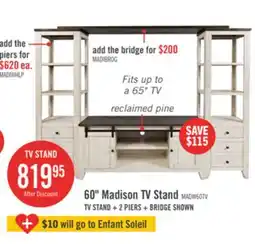 The Brick Madison 60 Rustic TV Stand with Storage and Cable Management for TVs up to 65- White offer