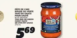 IGA BLUE DRAGON THAI RED OR GREEN CURRY PASTE OR STIR-FRY SAUCE offer