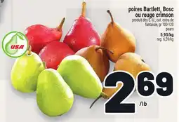 Metro POIRES BARTLETT, BOSC OU ROUGE CRIMSON | PEARS offer