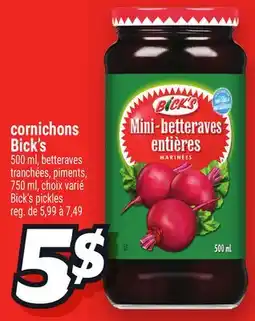 Metro CORNICHONS BICK'S | BICK'S PICKLES offer