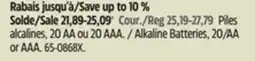 Canadian Tire Duracell Alkaline Batteries offer
