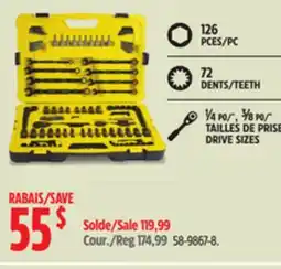 Canadian Tire Stanley 126 PC 72 TEETH ¼ PO/, ⅜ PO/ DRIVE SIZES offer