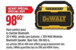 Canadian Tire DEWALT 20V MAX Worksite Bluetooth Speaker, Bare Tool offer