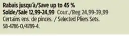 Canadian Tire Mastercraft Selected Pliers Sets offer