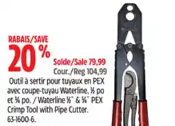 Canadian Tire Waterline 1/2 & 1/4 PEX crimp Tool with Pipe cutter offer