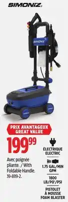 Canadian Tire Simoniz Electric With Foldable Handle Pressure Washer offer