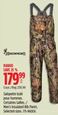Canadian Tire Men's Insulated Bib Pants offer