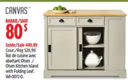 Canadian Tire Canvas Olsen Kitchen Island with Folding Leaf offer