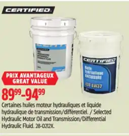 Canadian Tire Certified Hydraulic Motor Oil and Transmission/Differential Hydraulic Fluid offer