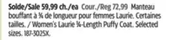 Canadian Tire Outbound Women's Laurie 3⁄4-Length Puffy Coat offer