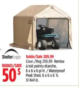 Canadian Tire Waterproof Peak Shed, 6 x 6 x 6´ h offer