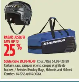 Canadian Tire Sherwood Selected Hockey Bags, Helmets and Helmet Combos offer
