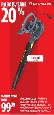 Canadian Tire Yardworks 12 Amp 400CFM Electric Leaf Blower/Vacuum, Black offer