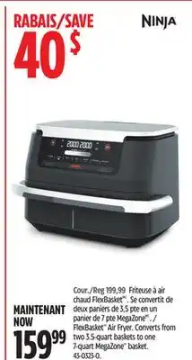 Canadian Tire ​Ninja FlexBasket Air Fryer Converts from two 3.5-quart baskets to one 7-quart MegaZone basket offer