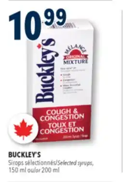 Familiprix BUCKLEY'S Sirops Selected syrups, 150 ml or 200 ml offer