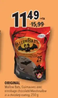 Familiprix ORIGINAL Mallow Bats, Marshmallow in a chocolaty coating, 250 g offer