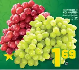 Marché Richelieu RAISINS ROUGES OU VERTS SANS PÉPINS | SEEDLESS RED OR GREEN GRAPES offer