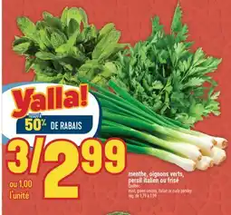 Marché Adonis MENTHE, OIGNONS VERTS, PERSIL ITALIEN OU FRISÉ | MINT, GREEN ONIONS, ITALIAN OR CURLY PARSLEY offer