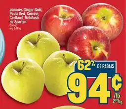 Marché Adonis pommes Ginger Gold, Paula Red, Sunrise, Cortland, McIntosh ou Spartan offer