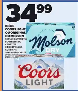 Provigo BIÈRE COORS LIGHT OU ORIGINAL OU MOLSON, 24 X 341/355 ML offer