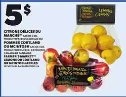 Provigo FARMER'S MARKET LEMONS, SAC DE 2 LB OR CORTLAND OR MCINTOSH APPLES, SAC DE 4 LB offer