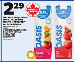 Provigo OASIS 100% JUICE BLENDS, DEL MONTE NECTAR, HYDRAFRUIT, ARIZONA TEA, 960 ML offer