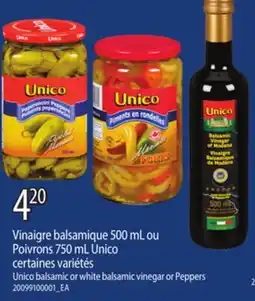 Provigo UNICO BALSAMIC, 500 ML OR WHITE BALSAMIC VINEGAR OR PEPPERS, 750 ML offer