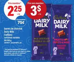 Maxi BARRES DE CHOCOLAT DAIRY MILK CADBURY, 90/100 G offer