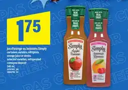 Maxi JUS D'ORANGE OU BOISSONS SIMPLY | ORANGE JUICE OR DRINKS, 340 ML offer