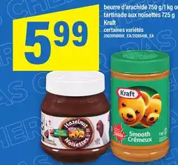 Maxi BEURRE D'ARACHIDE, 750 G/1 KG OU TARTINADE AUX NOISETTES, 725 G KRAFT offer