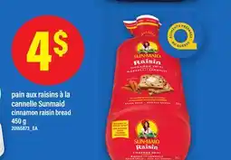 Maxi PAIN AUX RAISINS À LA CANNELLE SUNMAID, 450 G offer