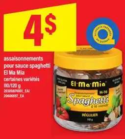 Maxi ASSAISONNEMENTS POUR SAUCE SPAGHETTI EL MA MIA, 110/120 g offer