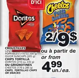 Marches Tradition LAY'S POPPABLES (170 or 200 g) OR SUNCHIPS (205 g) CHIPS TORTILLA DORITOS (210 or 235 g) offer