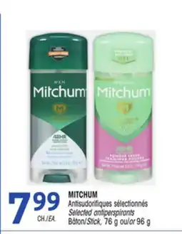Uniprix MITCHUM Antisudorifiques sélectionnés / Selected antiperspirants Bâton/Stick offer
