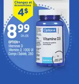Uniprix OPTION+ Vitamines D Vitamins D, 1000 UI offer