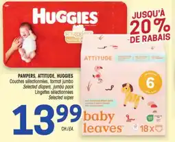 Uniprix PAMPERS, ATTITUDE, HUGGIES Couches sélectionnées, format jumbo/Selected diapers offer