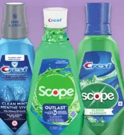 Uniprix CREST, CREST SCOPE, SCOPE OUTLAST Rince-bouches sélectionnés/Selected mouthwashes offer