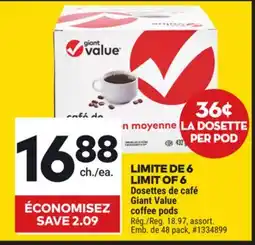 Giant Tiger Giant Value coffee pods offer
