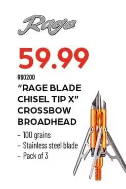 Pronature RAGE BLADE CHISEL TIP X CROSSBOW BROADHEAD offer