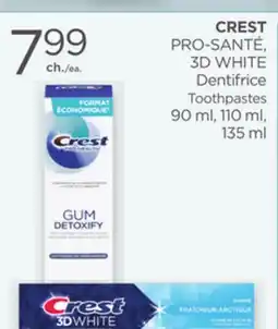 Proxim CREST PRO-SANTÉ, 3D WHITE Toothpastes offer