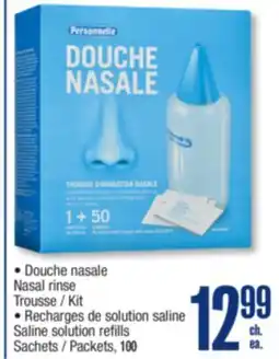 Jean Coutu PERSONELLE Douche nasale Nasal rinse Kit, Saline solution refills offer