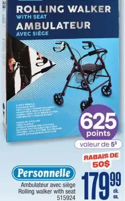Jean Coutu PERSONNELLE Rolling walker with seat offer