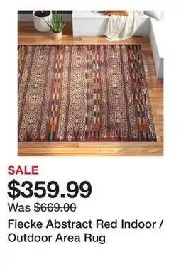Wayfair Fiecke Abstract Red Indoor / Outdoor Area Rug offer