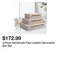 Wayfair 3 Piece Handmade Faux Leather Decorative Box Set offer