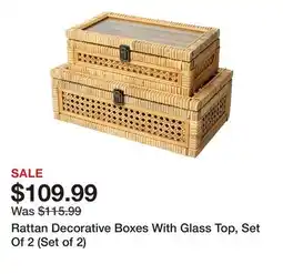 Wayfair Rattan Decorative Boxes With Glass Top, Set Of 2 (Set of 2) offer