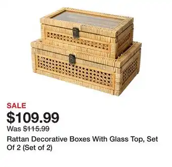 Wayfair Rattan Decorative Boxes With Glass Top, Set Of 2 (Set of 2) offer