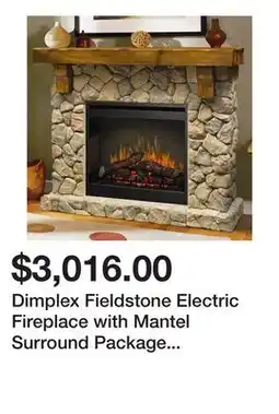 Wayfair Dimplex Fieldstone Electric Fireplace with Mantel Surround Package - Pine with Natural Stone-look offer