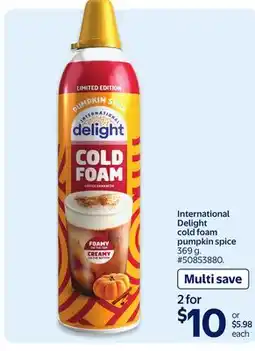 Walmart International Delight cold foam pumpkin spice offer