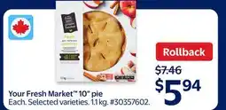 Walmart Your Fresh Market 10 pie offer