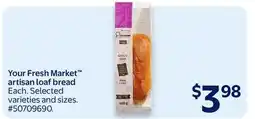 Walmart Your Fresh Market artisan loaf bread offer